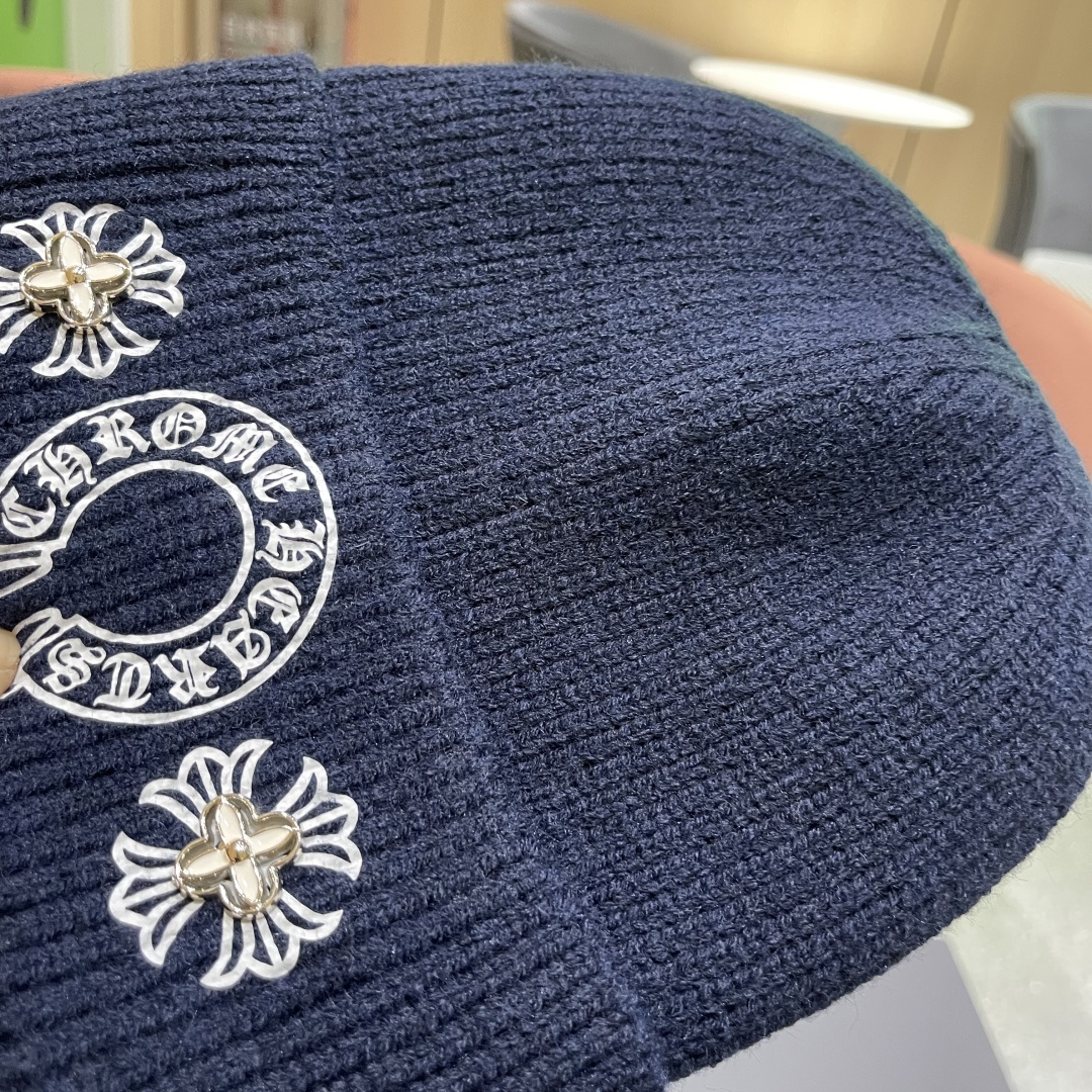 克罗心 新品韩版毛线帽潮男套头优雅十字架刺绣字母嘻哈针织帽秋冬女保暖