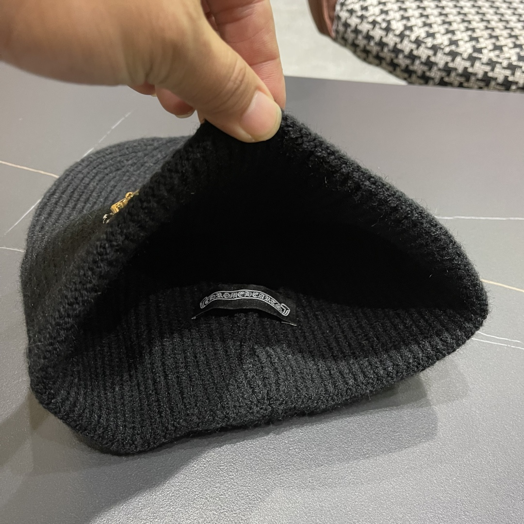 克罗心 新品韩版毛线帽潮男套头优雅十字架刺绣字母嘻哈针织帽秋冬女保暖