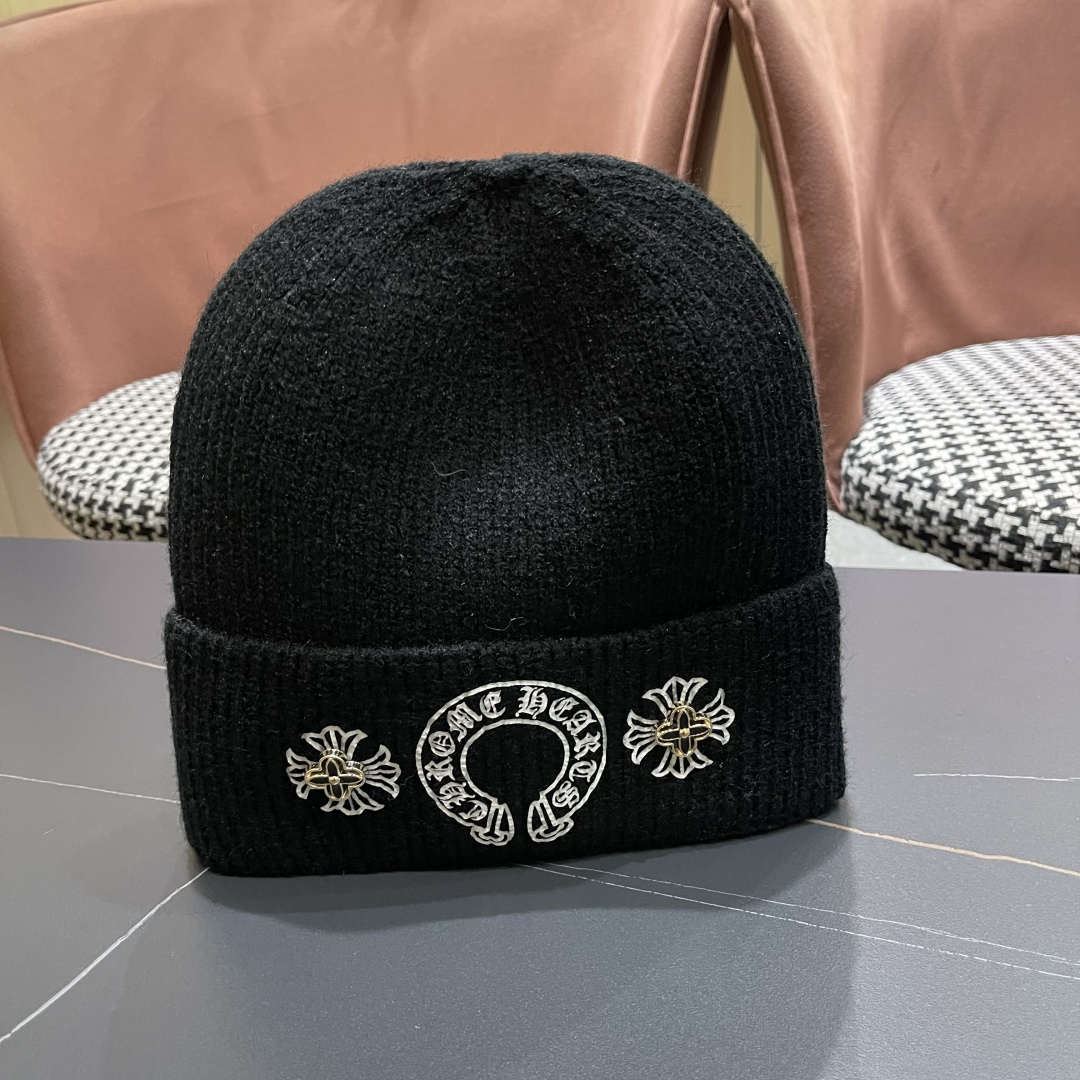 克罗心 新品韩版毛线帽潮男套头优雅十字架刺绣字母嘻哈针织帽秋冬女保暖