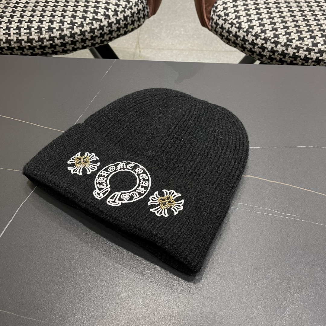克罗心 新品韩版毛线帽潮男套头优雅十字架刺绣字母嘻哈针织帽秋冬女保暖