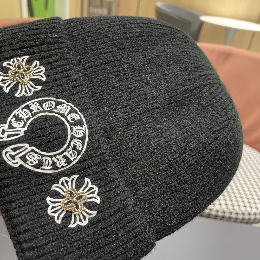 克罗心 新品韩版毛线帽潮男套头优雅十字架刺绣字母嘻哈针织帽秋冬女保暖