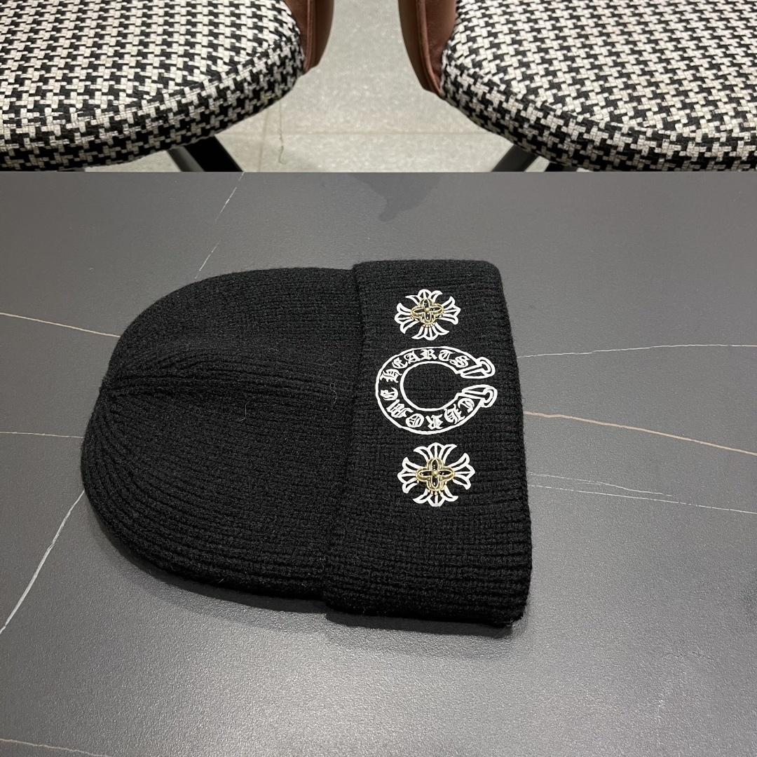 克罗心 新品韩版毛线帽潮男套头优雅十字架刺绣字母嘻哈针织帽秋冬女保暖