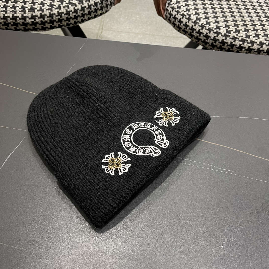 克罗心 新品韩版毛线帽潮男套头优雅十字架刺绣字母嘻哈针织帽秋冬女保暖