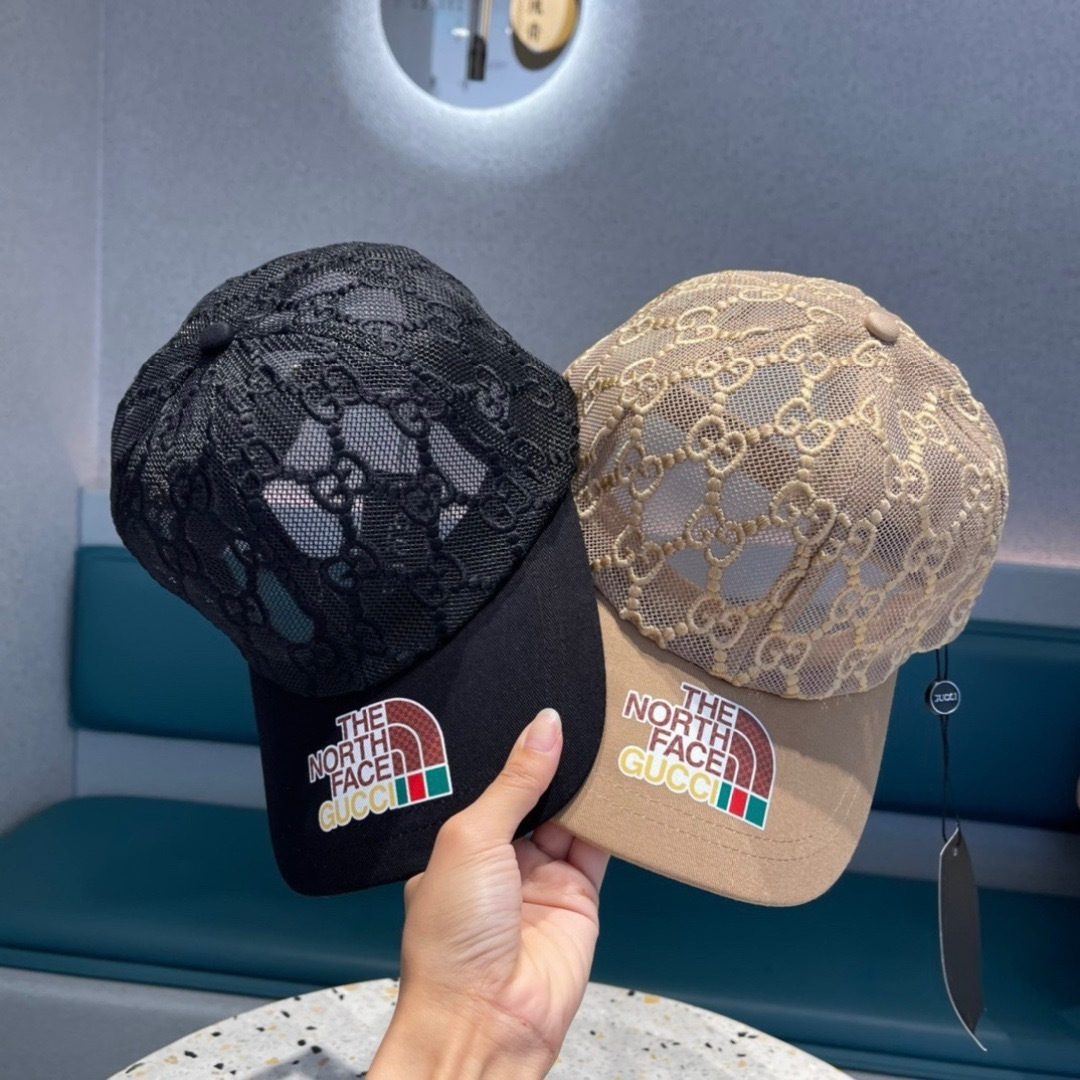 古奇GUCCI  春夏款网纱拼接原单棒球帽 GG满logo提花面料 爆款单品