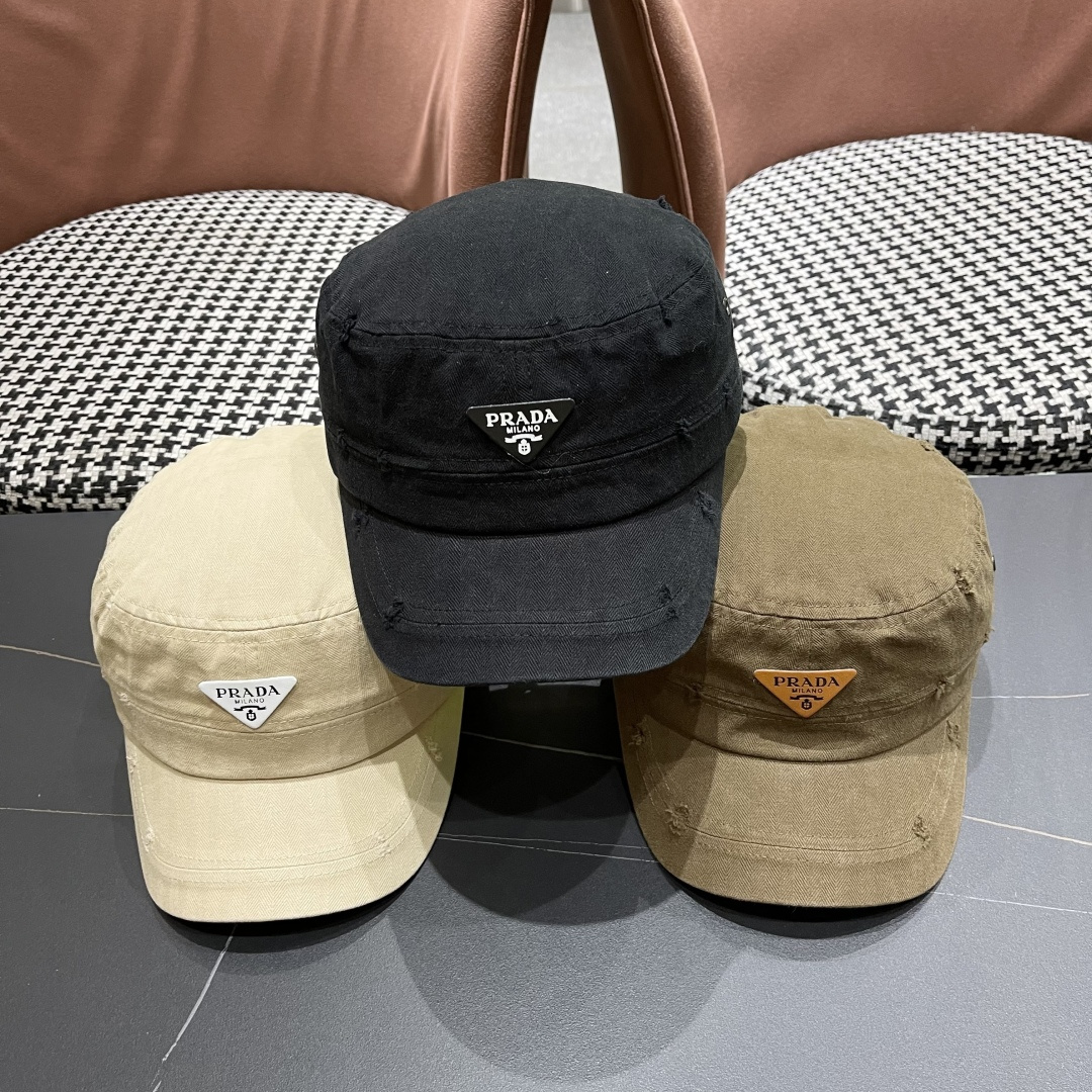  普拉达2025新款闪电小狗森系男女休闲鸭舌帽徒步越
野穿河过隙户外探险平顶防晒