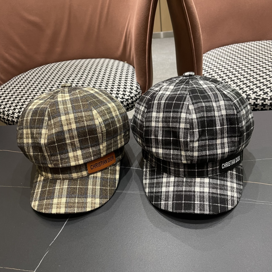  迪奥 2025新款格子帽子女棒球帽韩版潮时尚百搭鸭
舌帽男网红冬季遮阳帽