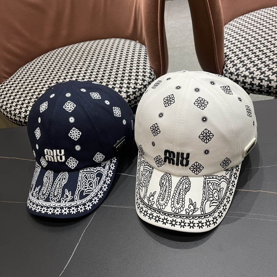  谬谬 夏季印花花纹韩版时尚棒球帽胖子品脸小百搭嘻哈街舞平沿帽