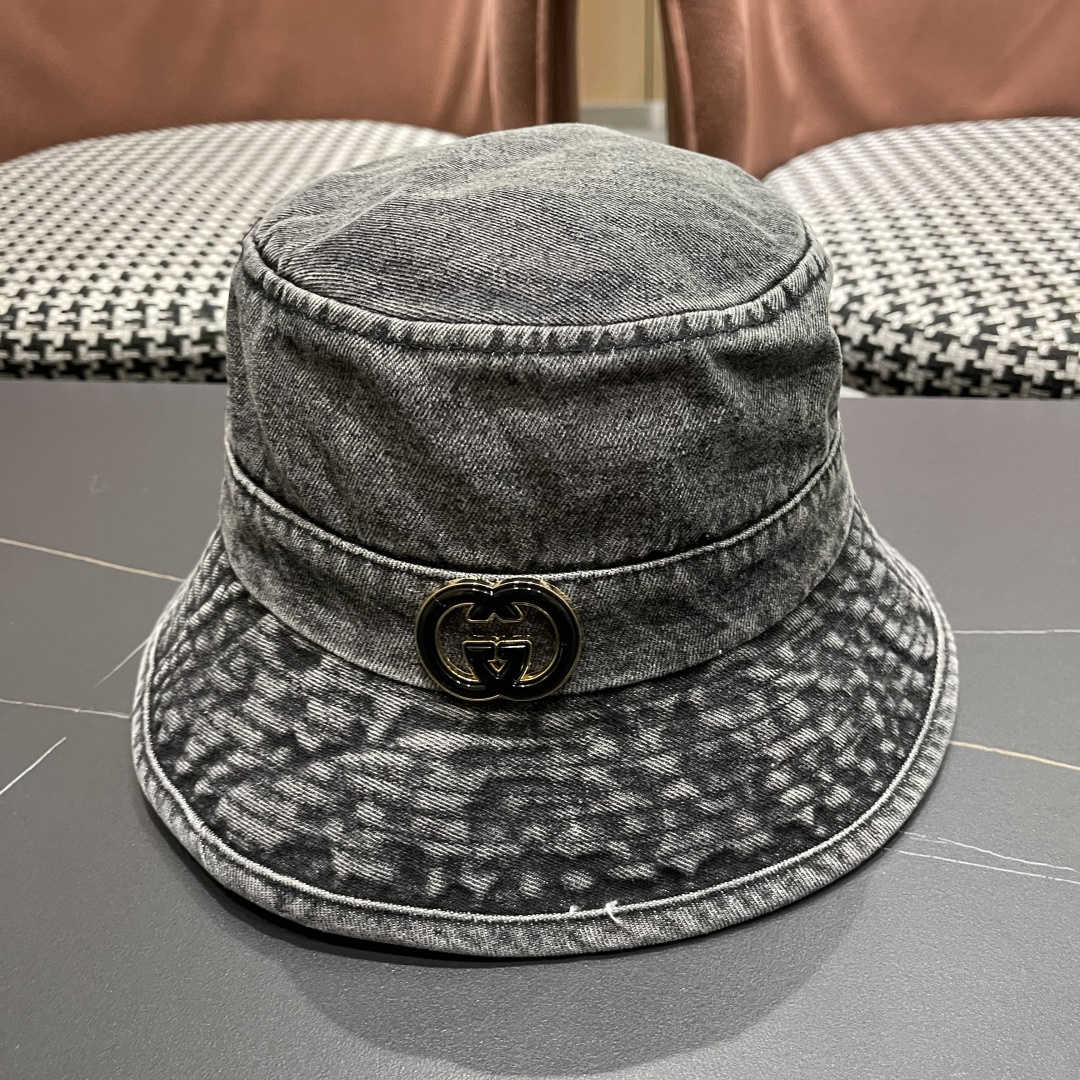  GUCCI古奇 2025新款洗水牛仔渔夫帽 很潮！休闲运动款，经典制作，超级好搭衣服！