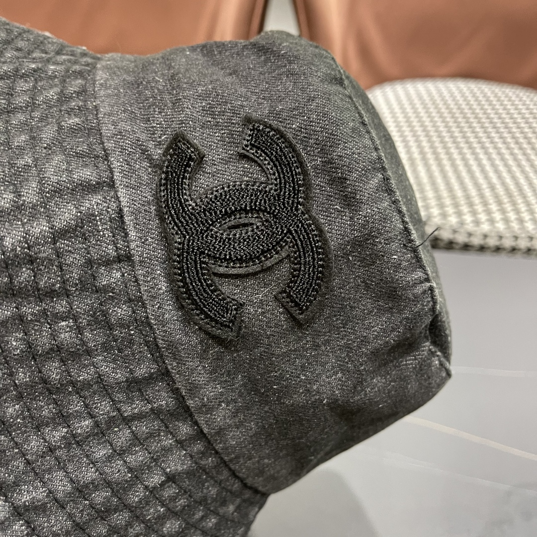  chanel香奈儿牛仔登山帽渔夫帽女夏季新款大头围防晒帽遮阳帽户外百搭盆帽