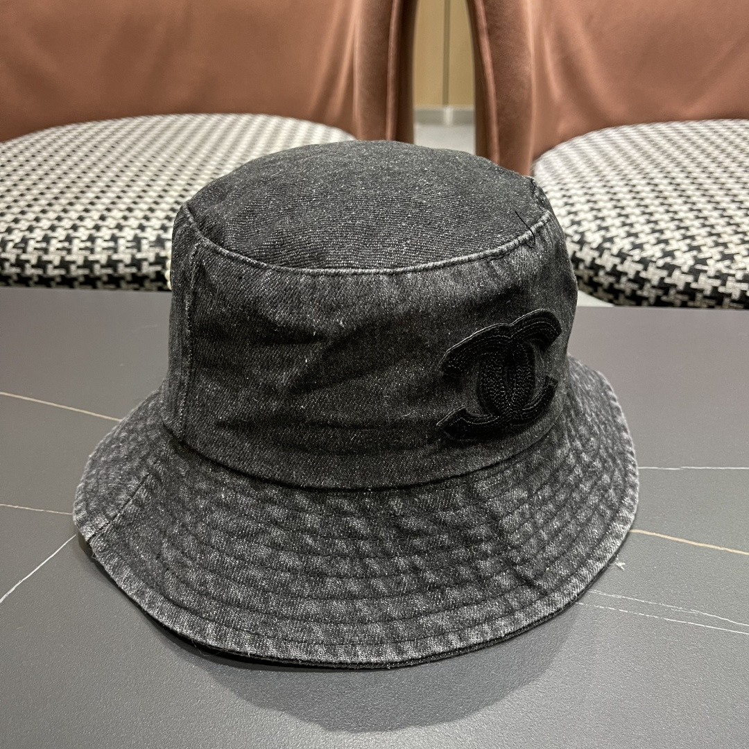  chanel香奈儿牛仔登山帽渔夫帽女夏季新款大头围防晒帽遮阳帽户外百搭盆帽
