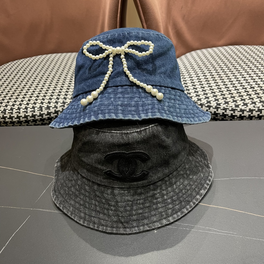  chanel香奈儿牛仔登山帽渔夫帽女夏季新款大头围防晒帽遮阳帽户外百搭盆帽