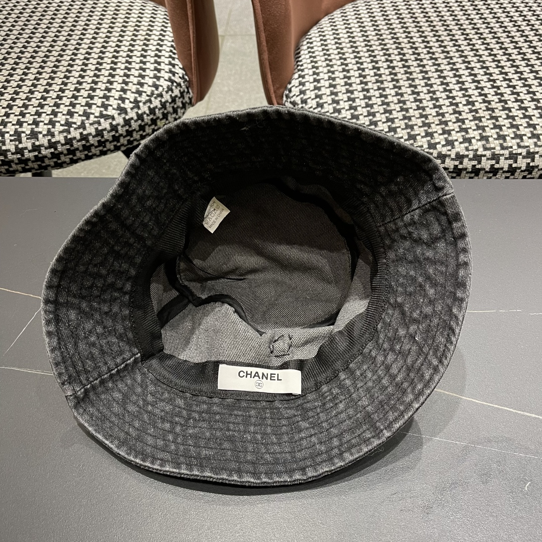  chanel香奈儿牛仔登山帽渔夫帽女夏季新款大头围防晒帽遮阳帽户外百搭盆帽