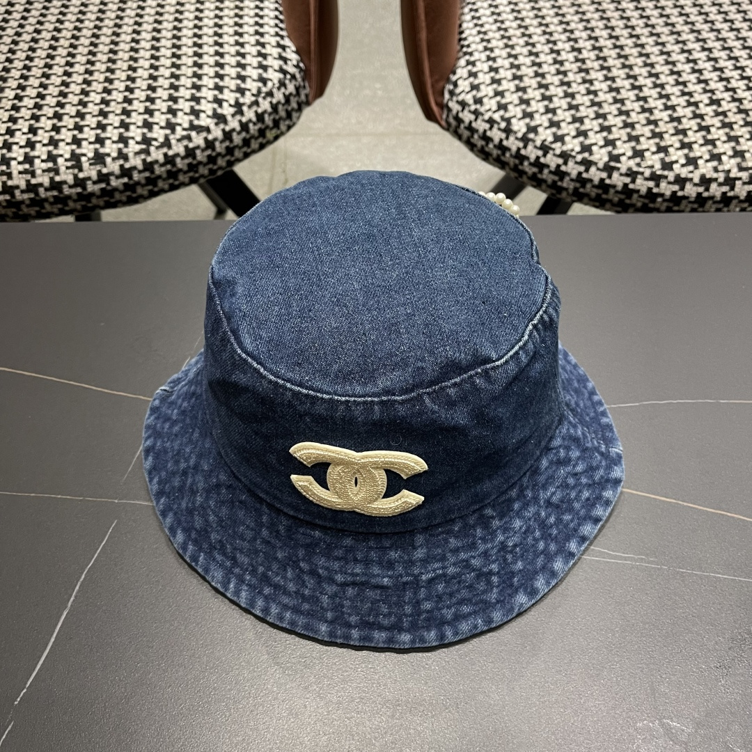  chanel香奈儿牛仔登山帽渔夫帽女夏季新款大头围防晒帽遮阳帽户外百搭盆帽