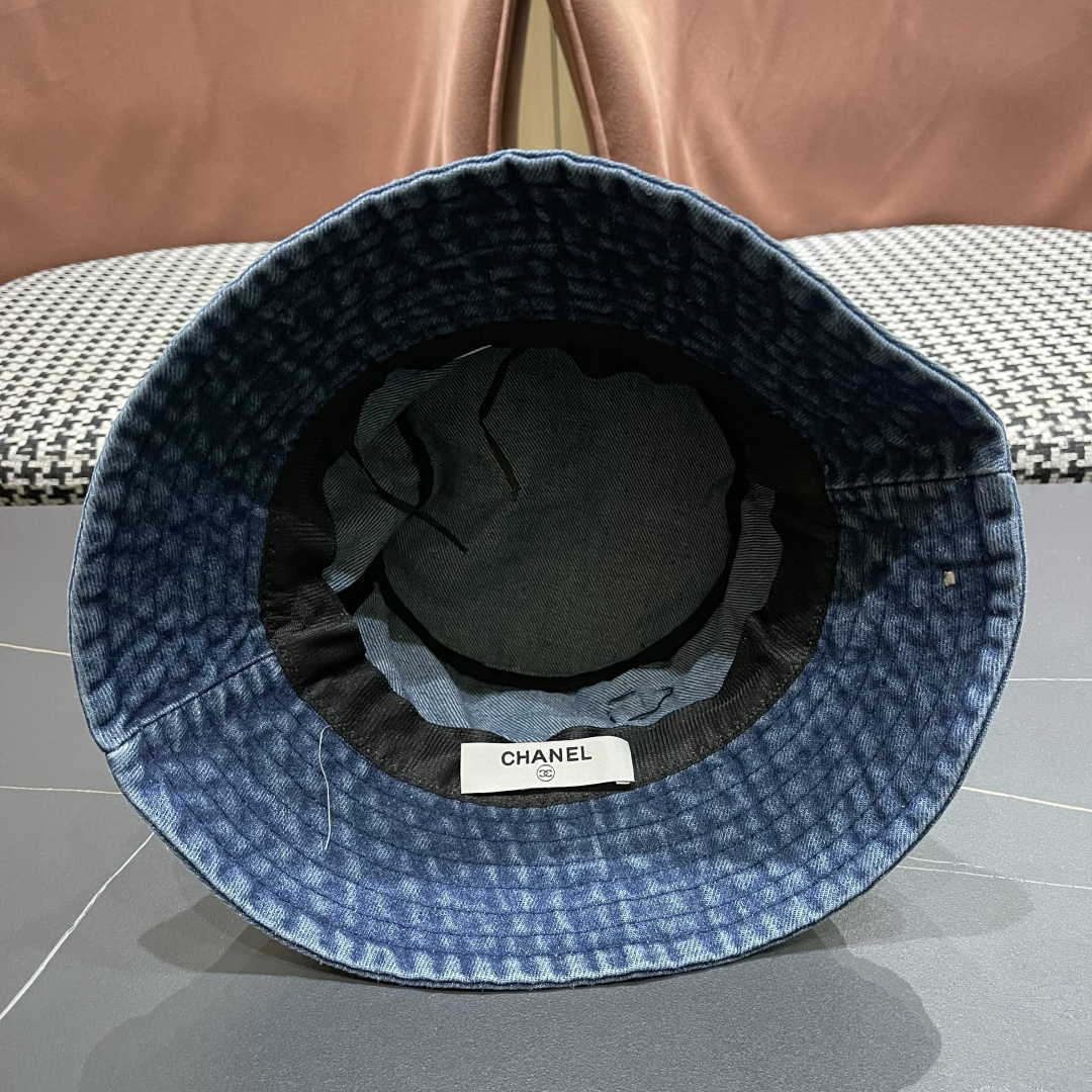  chanel香奈儿牛仔登山帽渔夫帽女夏季新款大头围防晒帽遮阳帽户外百搭盆帽