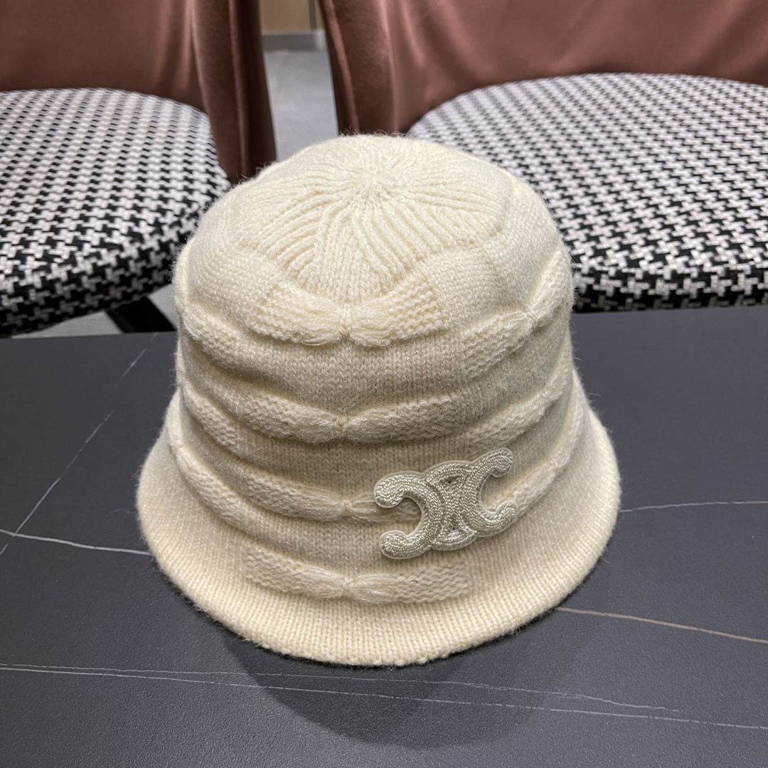  Celine 赛琳*定制版凯旋门羊羔毛盆帽女款水桶帽2025年爆款新款秋冬季帽子渔夫帽冬款