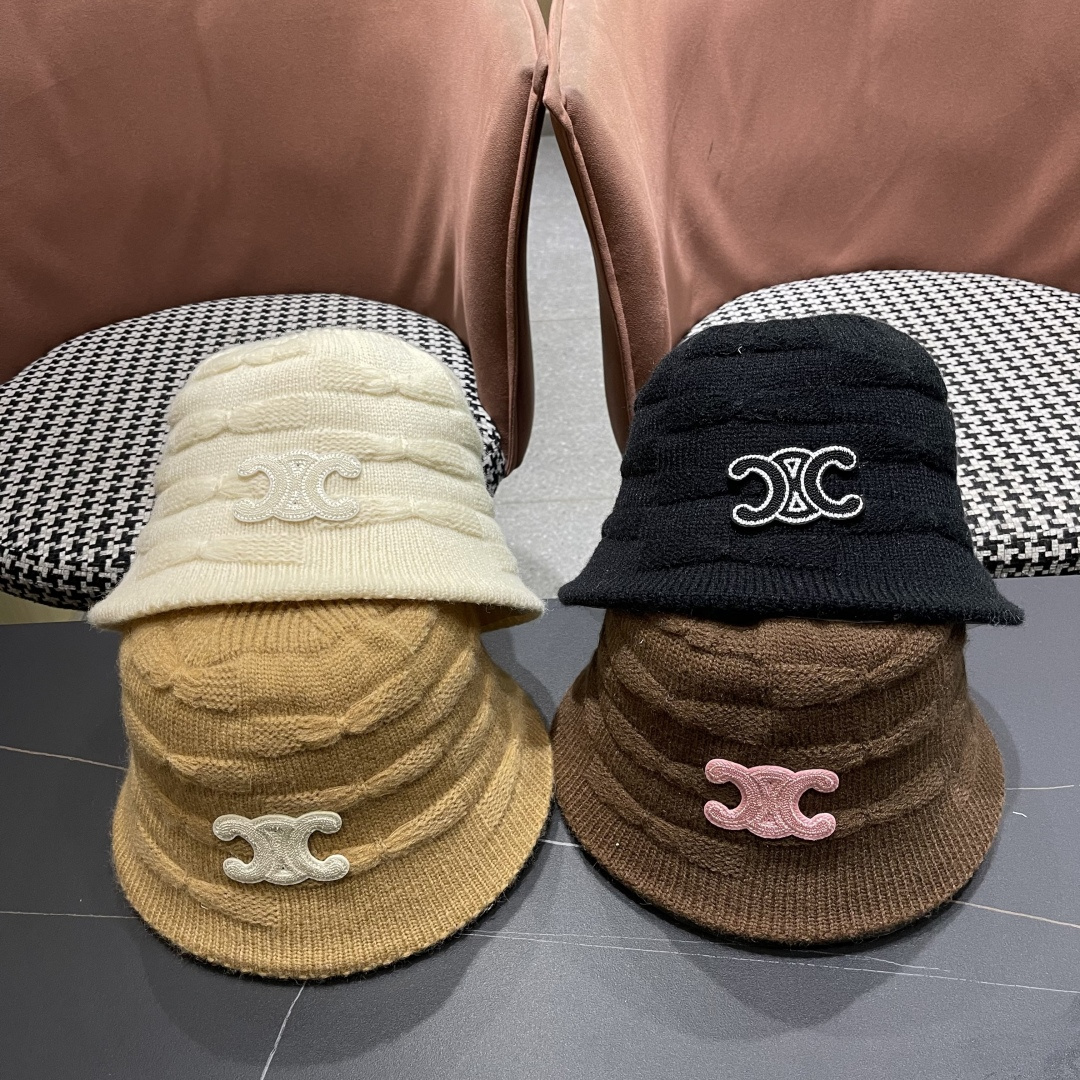  Celine 赛琳*定制版凯旋门羊羔毛盆帽女款水桶帽2025年爆款新款秋冬季帽子渔夫帽冬款