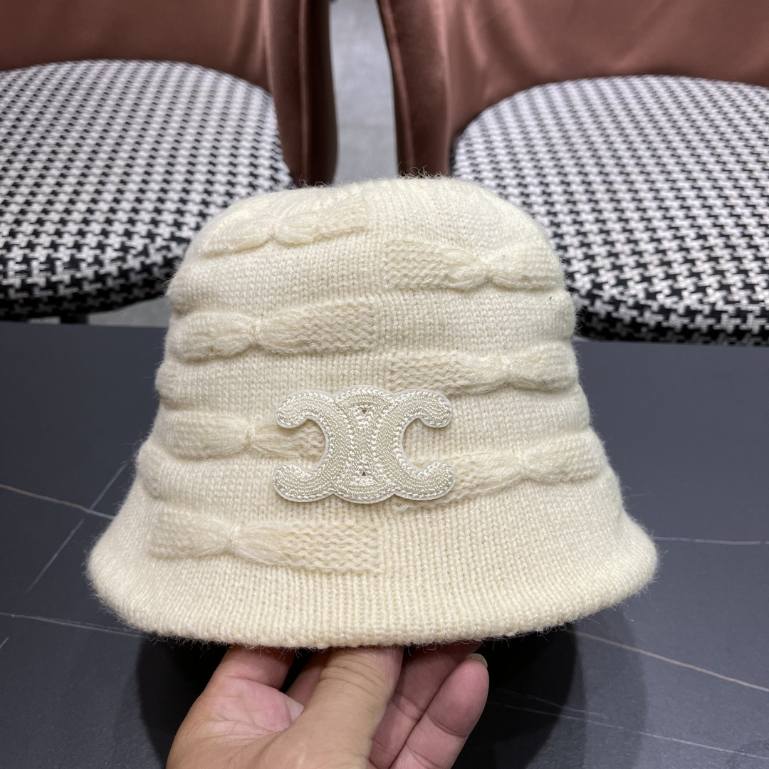  Celine 赛琳*定制版凯旋门羊羔毛盆帽女款水桶帽2025年爆款新款秋冬季帽子渔夫帽冬款