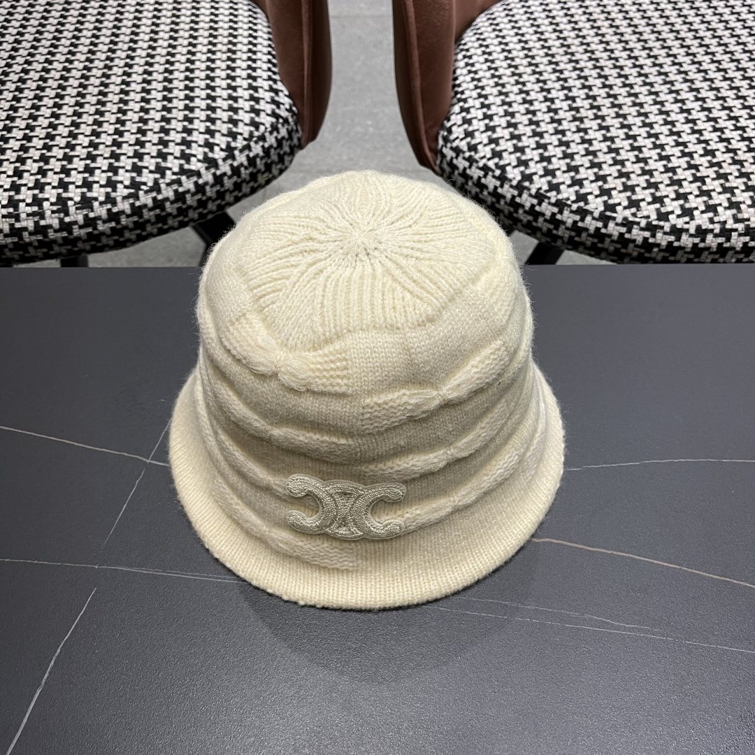  Celine 赛琳*定制版凯旋门羊羔毛盆帽女款水桶帽2025年爆款新款秋冬季帽子渔夫帽冬款