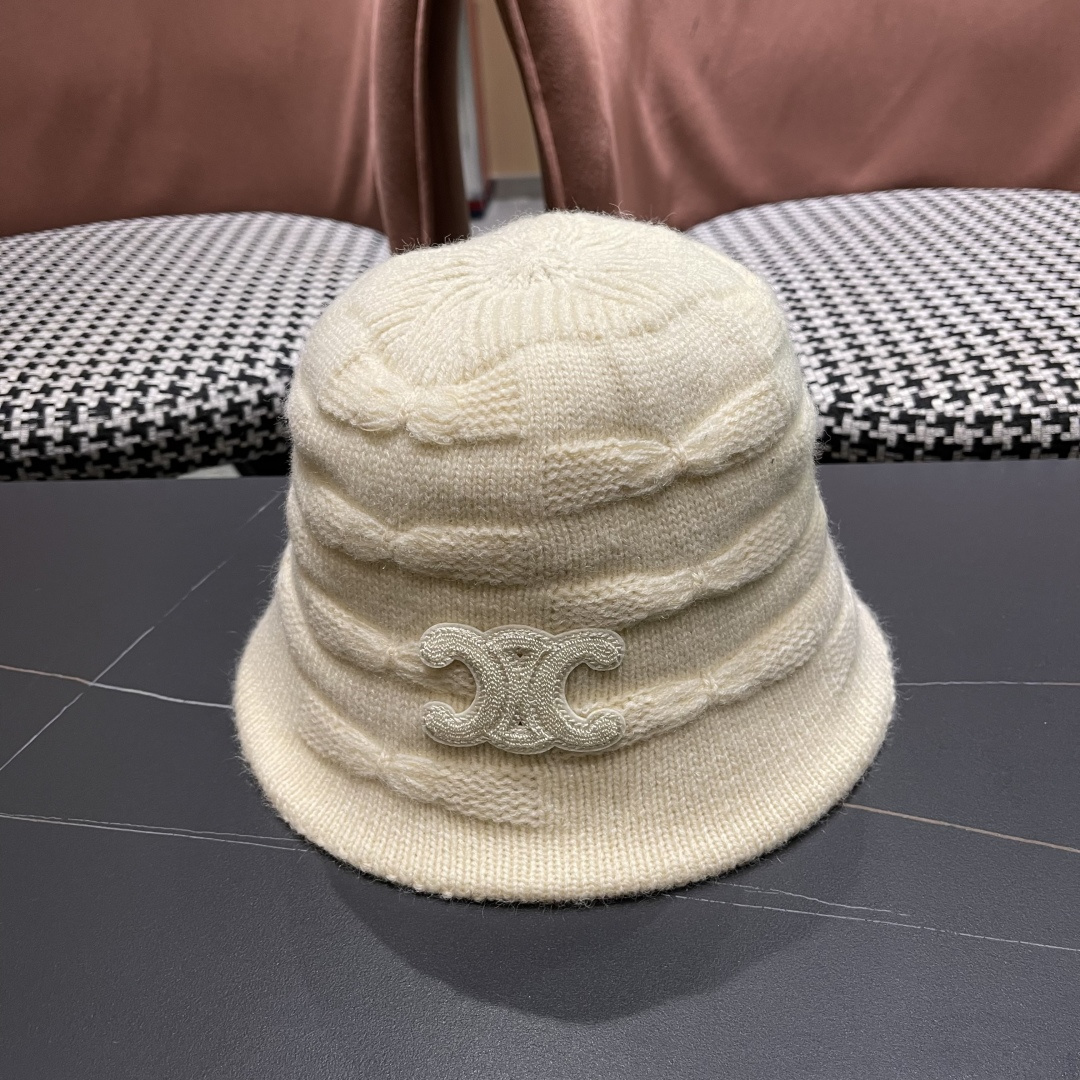  Celine 赛琳*定制版凯旋门羊羔毛盆帽女款水桶帽2025年爆款新款秋冬季帽子渔夫帽冬款