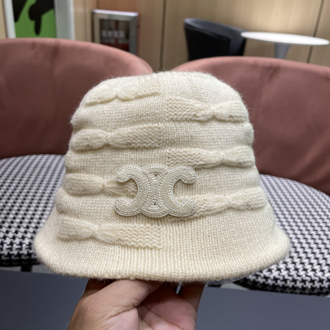  Celine 赛琳*定制版凯旋门羊羔毛盆帽女款水桶帽2025年爆款新款秋冬季帽子渔夫帽冬款