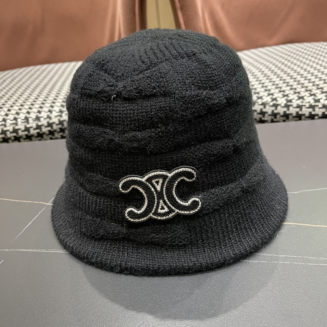  Celine 赛琳*定制版凯旋门羊羔毛盆帽女款水桶帽2025年爆款新款秋冬季帽子渔夫帽冬款