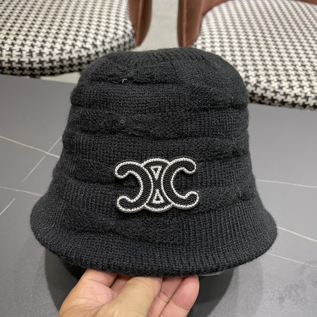  Celine 赛琳*定制版凯旋门羊羔毛盆帽女款水桶帽2025年爆款新款秋冬季帽子渔夫帽冬款