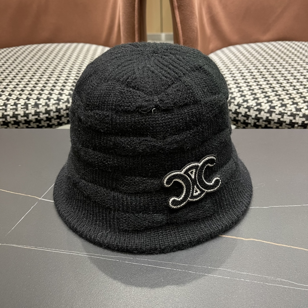  Celine 赛琳*定制版凯旋门羊羔毛盆帽女款水桶帽2025年爆款新款秋冬季帽子渔夫帽冬款