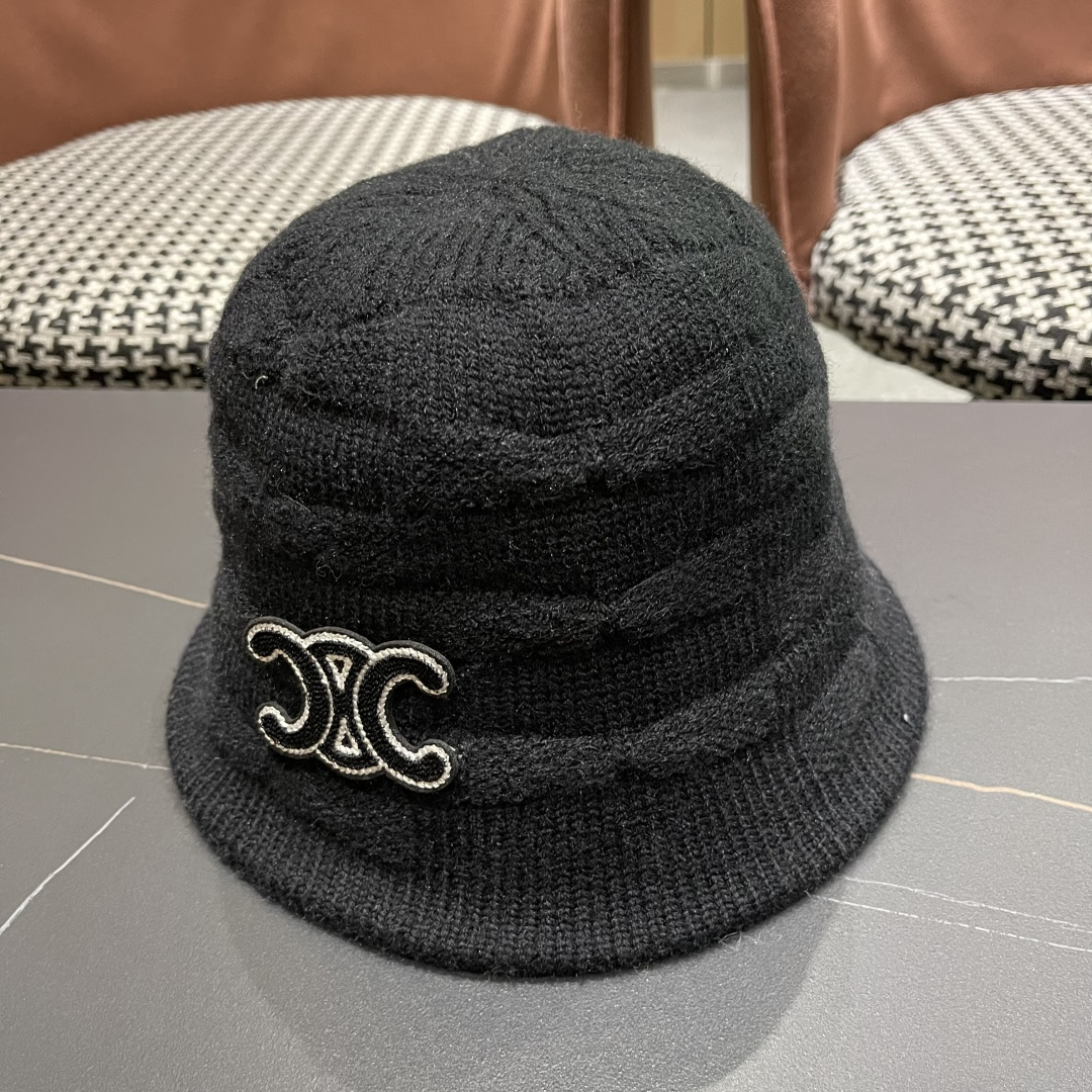  Celine 赛琳*定制版凯旋门羊羔毛盆帽女款水桶帽2025年爆款新款秋冬季帽子渔夫帽冬款