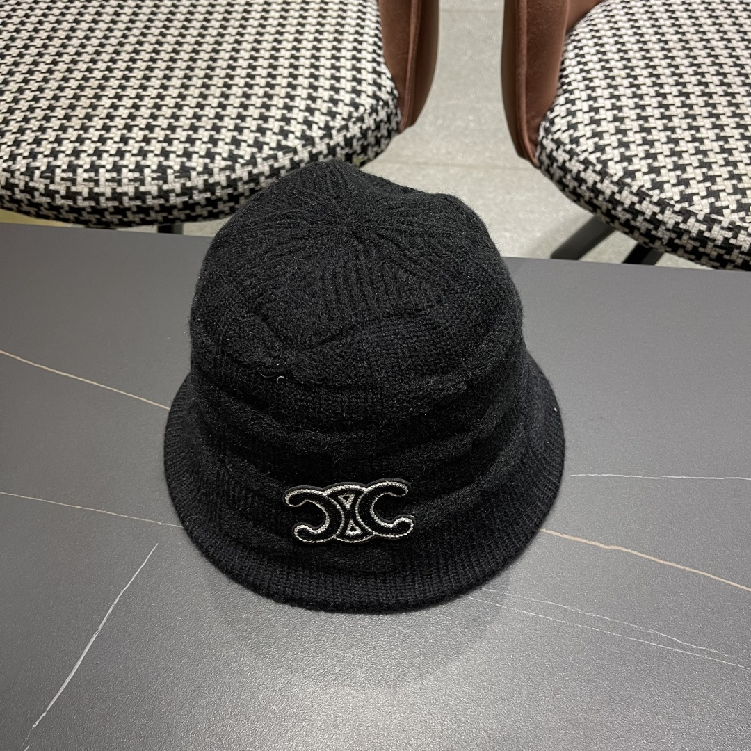  Celine 赛琳*定制版凯旋门羊羔毛盆帽女款水桶帽2025年爆款新款秋冬季帽子渔夫帽冬款