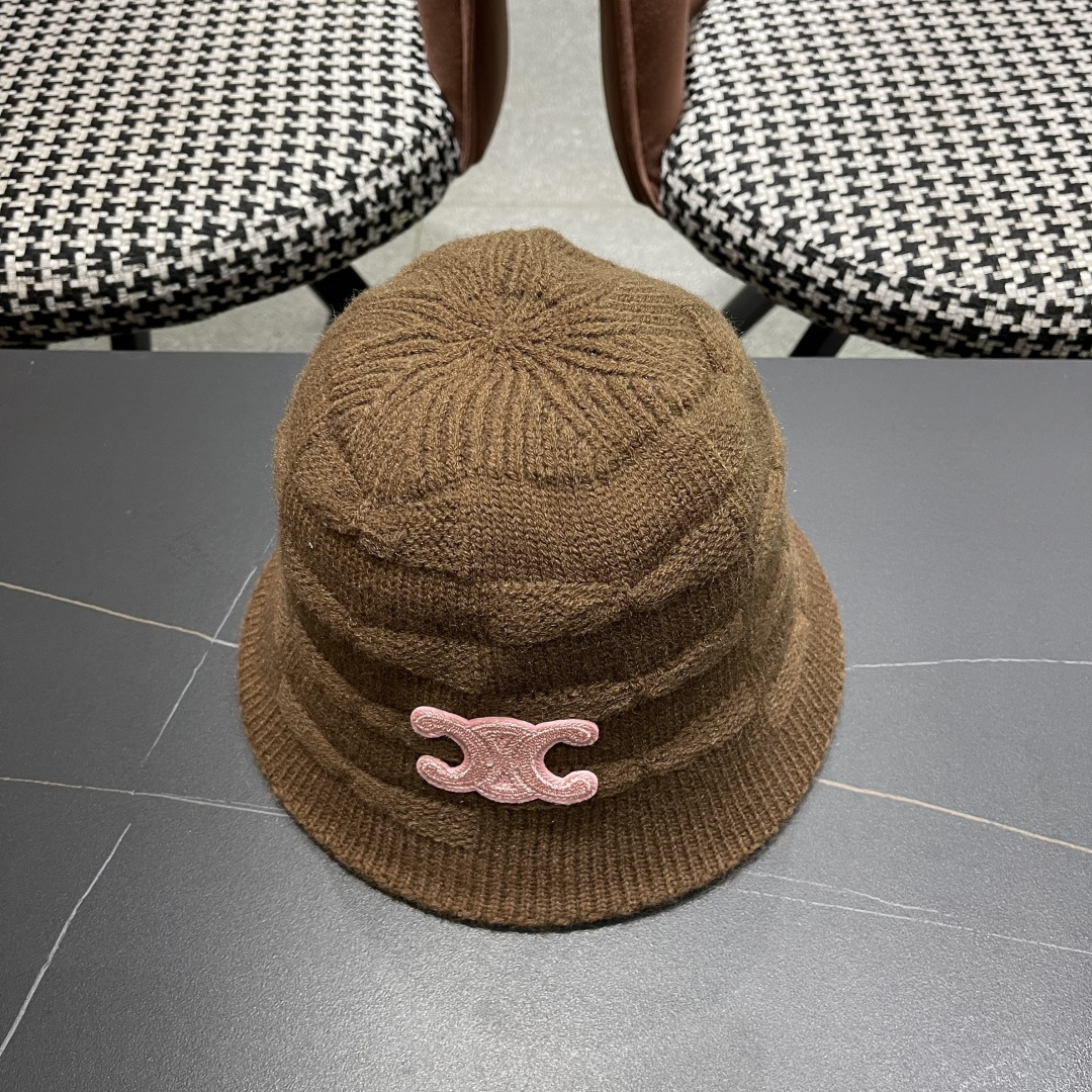  Celine 赛琳*定制版凯旋门羊羔毛盆帽女款水桶帽2025年爆款新款秋冬季帽子渔夫帽冬款