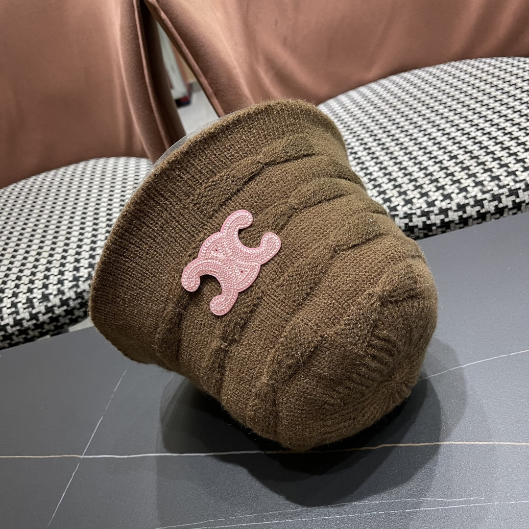  Celine 赛琳*定制版凯旋门羊羔毛盆帽女款水桶帽2025年爆款新款秋冬季帽子渔夫帽冬款