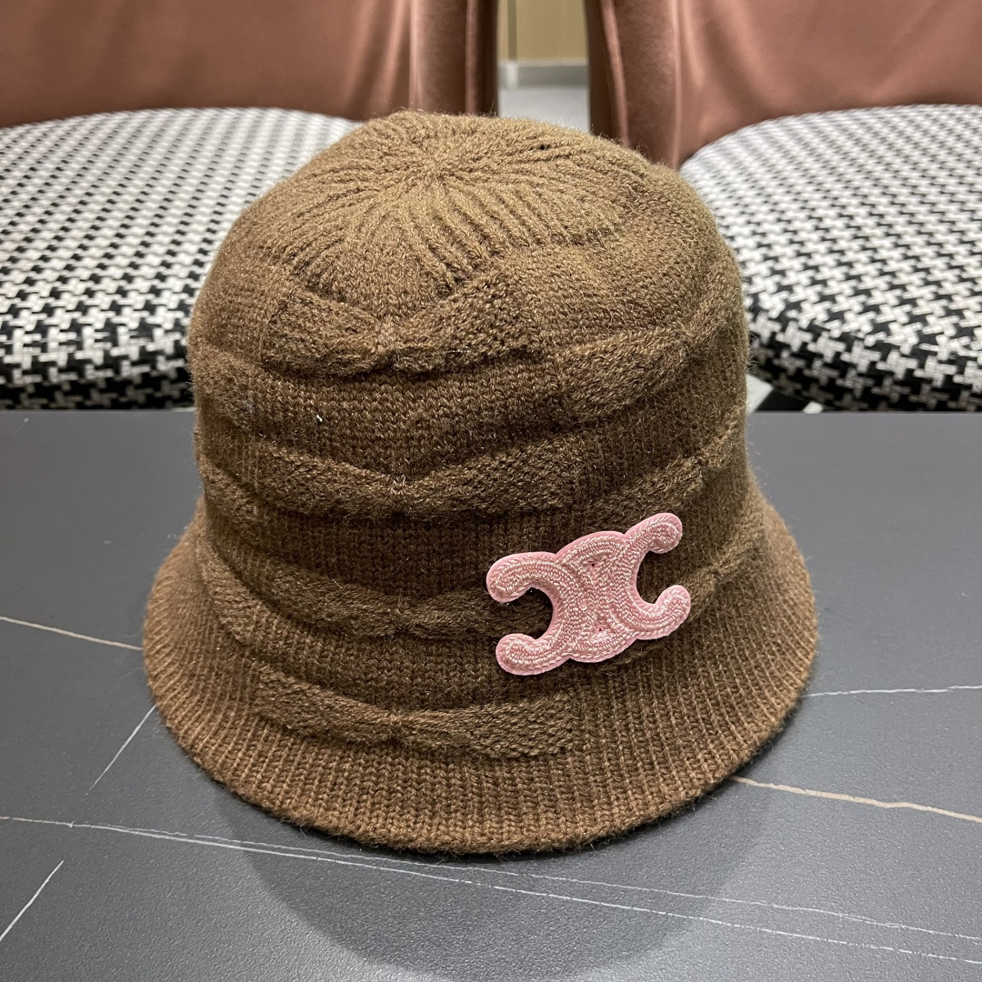  Celine 赛琳*定制版凯旋门羊羔毛盆帽女款水桶帽2025年爆款新款秋冬季帽子渔夫帽冬款