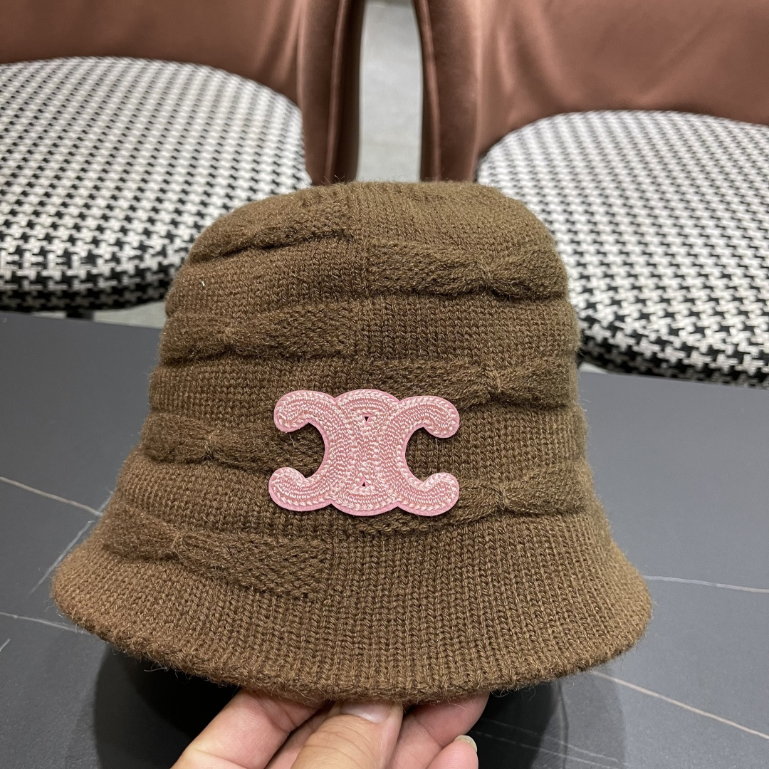  Celine 赛琳*定制版凯旋门羊羔毛盆帽女款水桶帽2025年爆款新款秋冬季帽子渔夫帽冬款