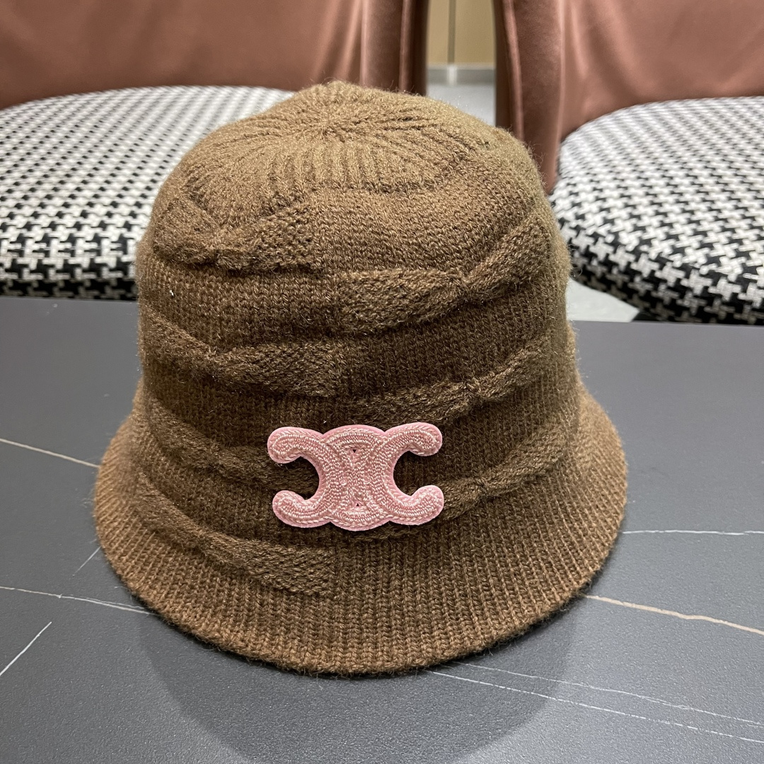  Celine 赛琳*定制版凯旋门羊羔毛盆帽女款水桶帽2025年爆款新款秋冬季帽子渔夫帽冬款