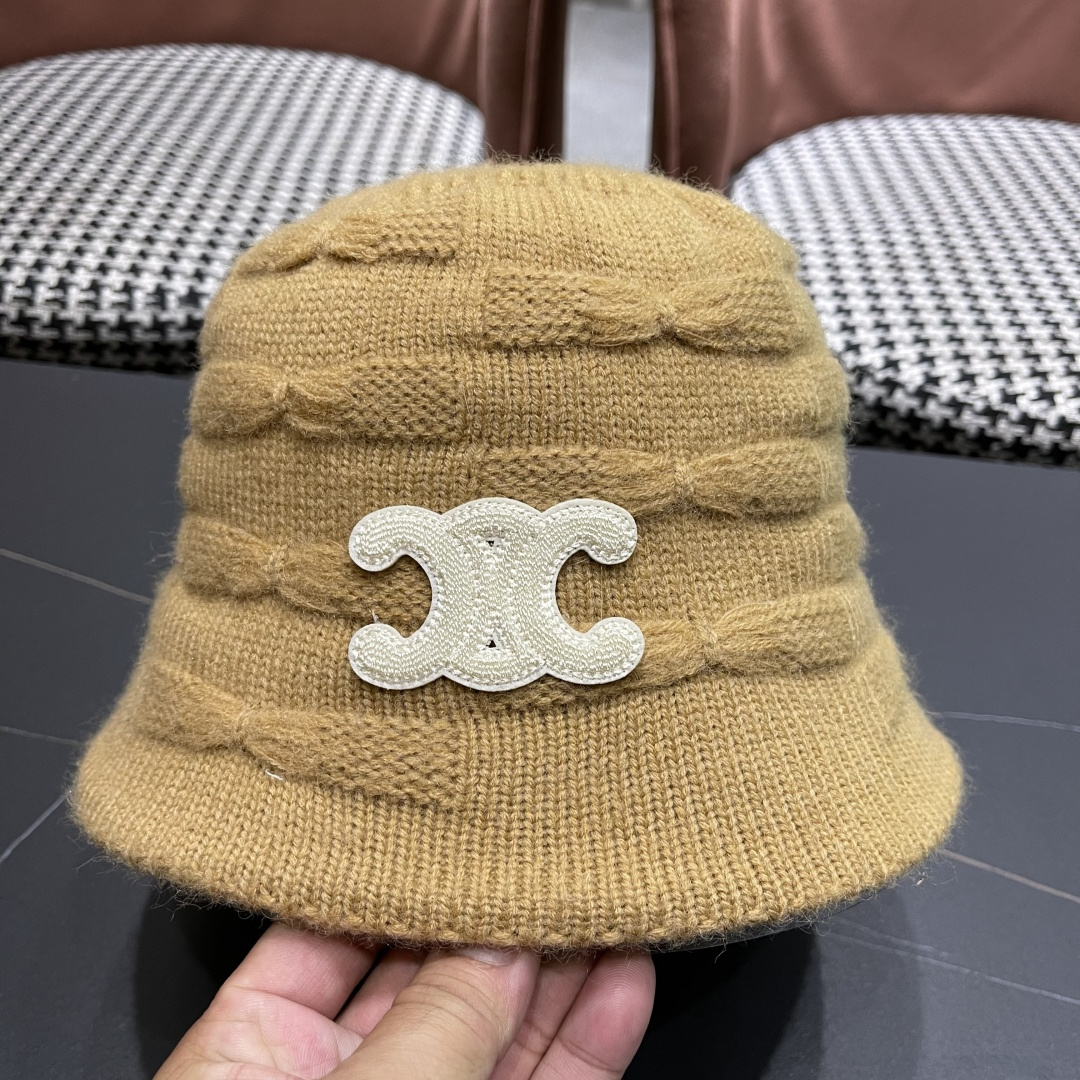  Celine 赛琳*定制版凯旋门羊羔毛盆帽女款水桶帽2025年爆款新款秋冬季帽子渔夫帽冬款