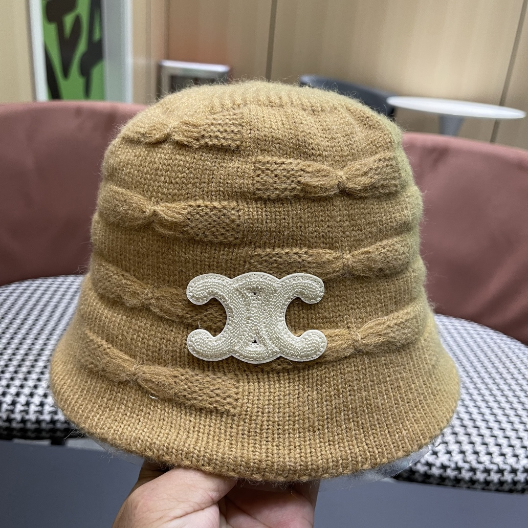  Celine 赛琳*定制版凯旋门羊羔毛盆帽女款水桶帽2025年爆款新款秋冬季帽子渔夫帽冬款