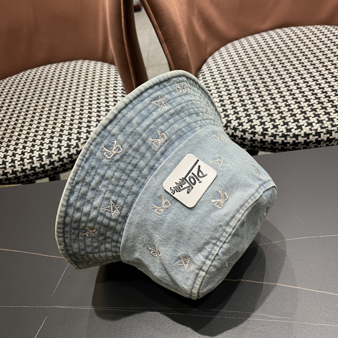  迪奥DIOR牛仔渔夫帽女2025春夏季出游逛街休闲百搭盆帽宽檐显脸小可折叠潮