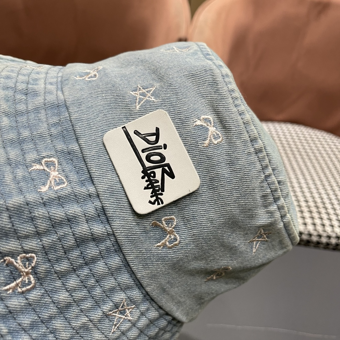  迪奥DIOR牛仔渔夫帽女2025春夏季出游逛街休闲百搭盆帽宽檐显脸小可折叠潮