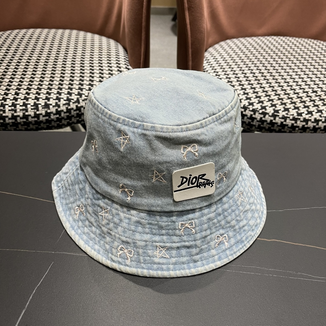  迪奥DIOR牛仔渔夫帽女2025春夏季出游逛街休闲百搭盆帽宽檐显脸小可折叠潮