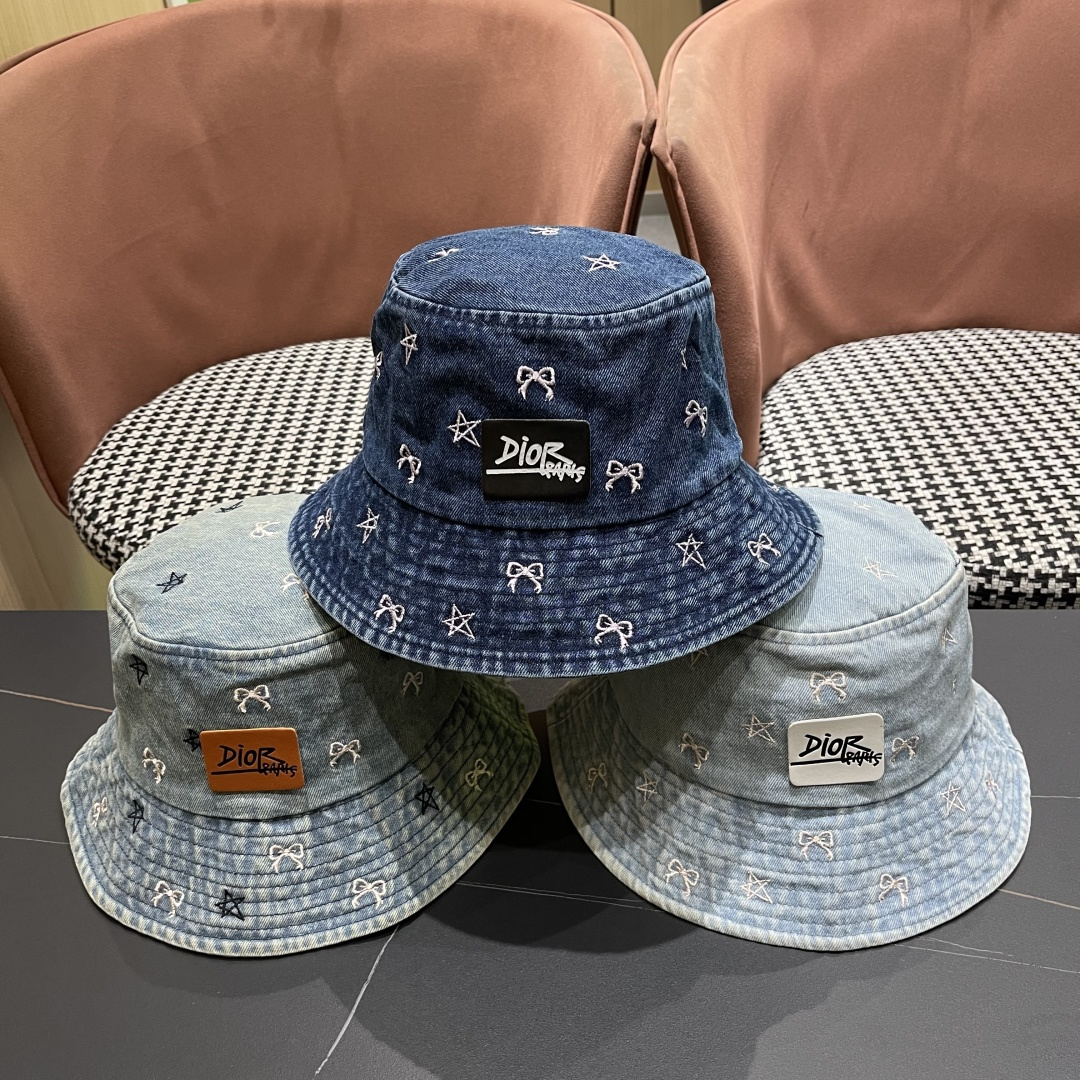  迪奥DIOR牛仔渔夫帽女2025春夏季出游逛街休闲百搭盆帽宽檐显脸小可折叠潮