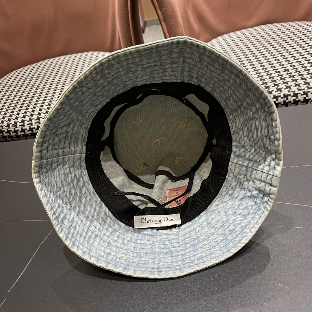  迪奥DIOR牛仔渔夫帽女2025春夏季出游逛街休闲百搭盆帽宽檐显脸小可折叠潮