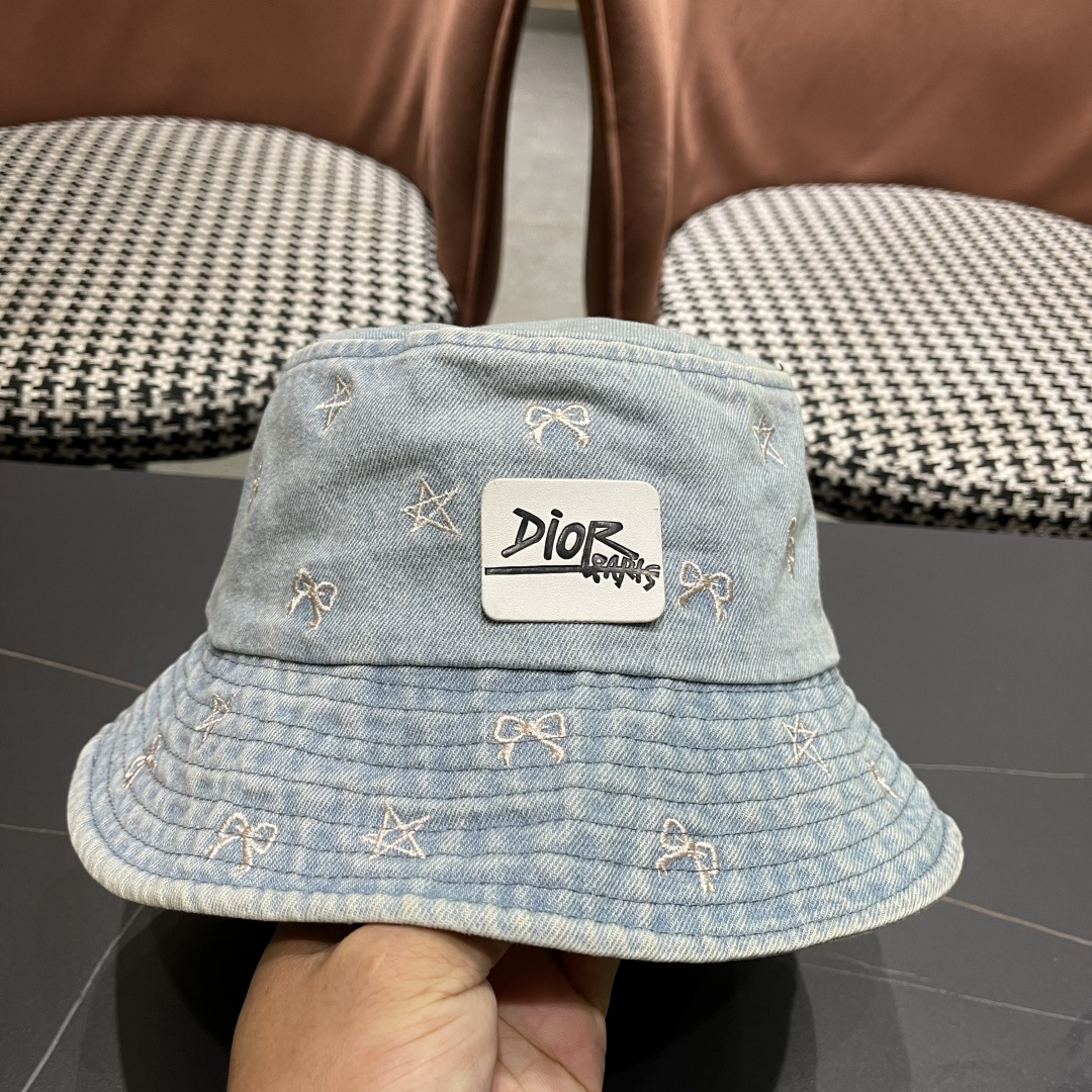  迪奥DIOR牛仔渔夫帽女2025春夏季出游逛街休闲百搭盆帽宽檐显脸小可折叠潮