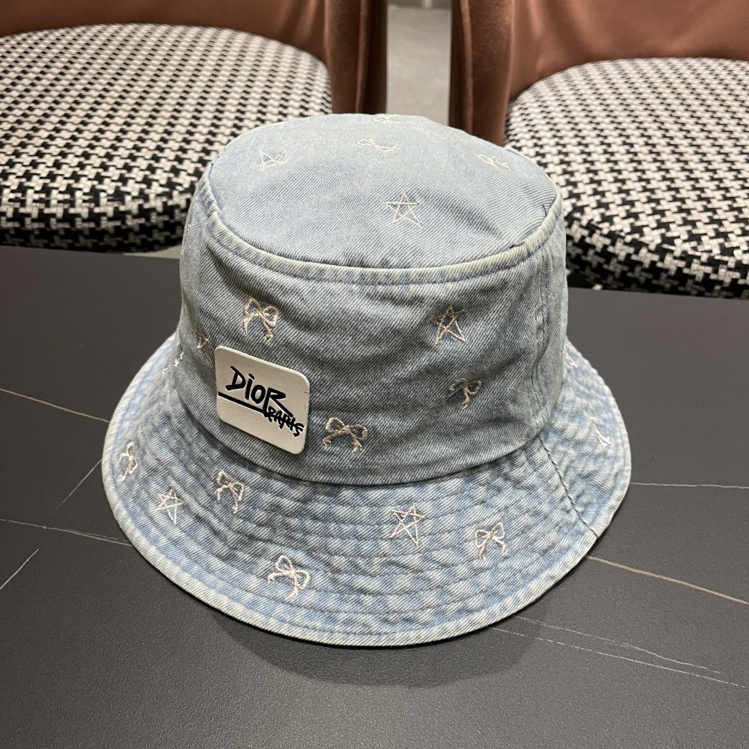  迪奥DIOR牛仔渔夫帽女2025春夏季出游逛街休闲百搭盆帽宽檐显脸小可折叠潮