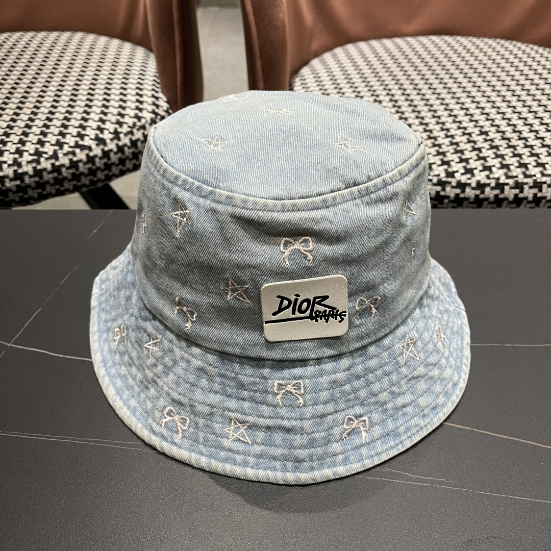  迪奥DIOR牛仔渔夫帽女2025春夏季出游逛街休闲百搭盆帽宽檐显脸小可折叠潮