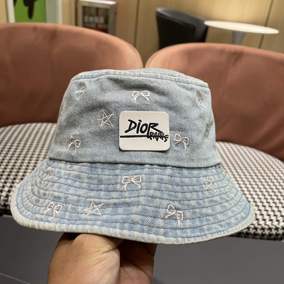  迪奥DIOR牛仔渔夫帽女2025春夏季出游逛街休闲百搭盆帽宽檐显脸小可折叠潮
