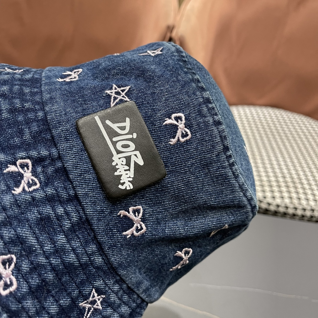  迪奥DIOR牛仔渔夫帽女2025春夏季出游逛街休闲百搭盆帽宽檐显脸小可折叠潮