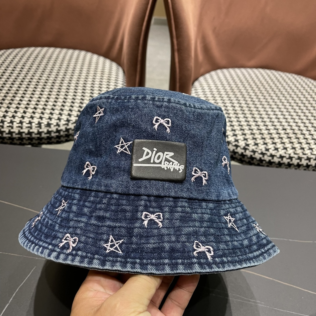 迪奥DIOR牛仔渔夫帽女2025春夏季出游逛街休闲百搭盆帽宽檐显脸小可折叠潮