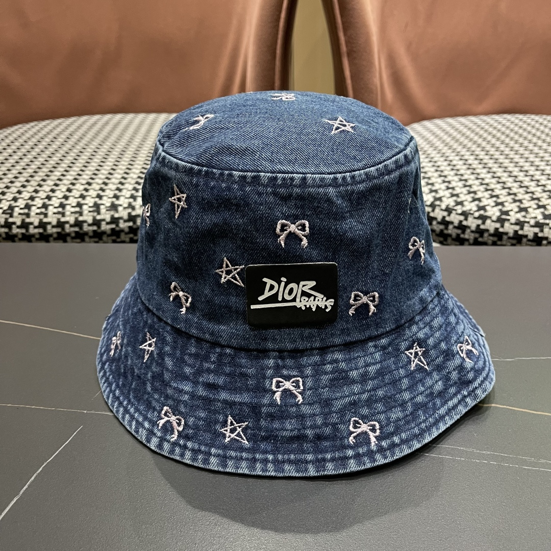  迪奥DIOR牛仔渔夫帽女2025春夏季出游逛街休闲百搭盆帽宽檐显脸小可折叠潮