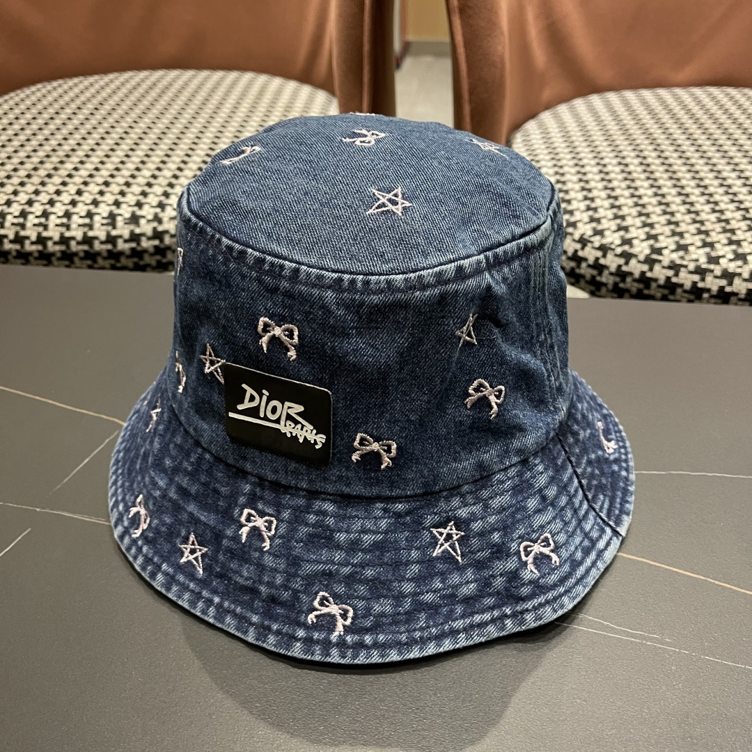  迪奥DIOR牛仔渔夫帽女2025春夏季出游逛街休闲百搭盆帽宽檐显脸小可折叠潮