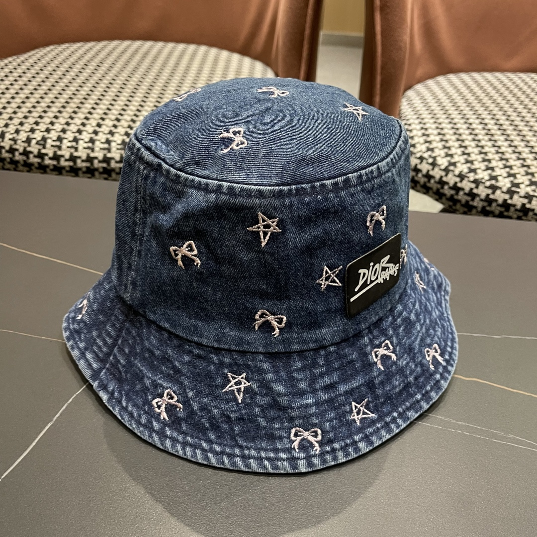  迪奥DIOR牛仔渔夫帽女2025春夏季出游逛街休闲百搭盆帽宽檐显脸小可折叠潮